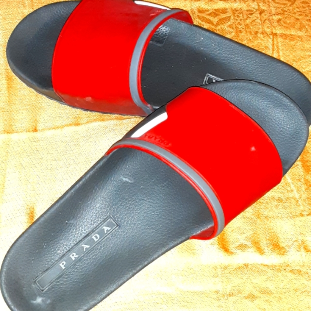 Prada men's rubber slide sandals